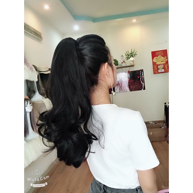 Tóc giả ngoặm xoăn lửng 45cm, sợi tơ cao cấp. P103
