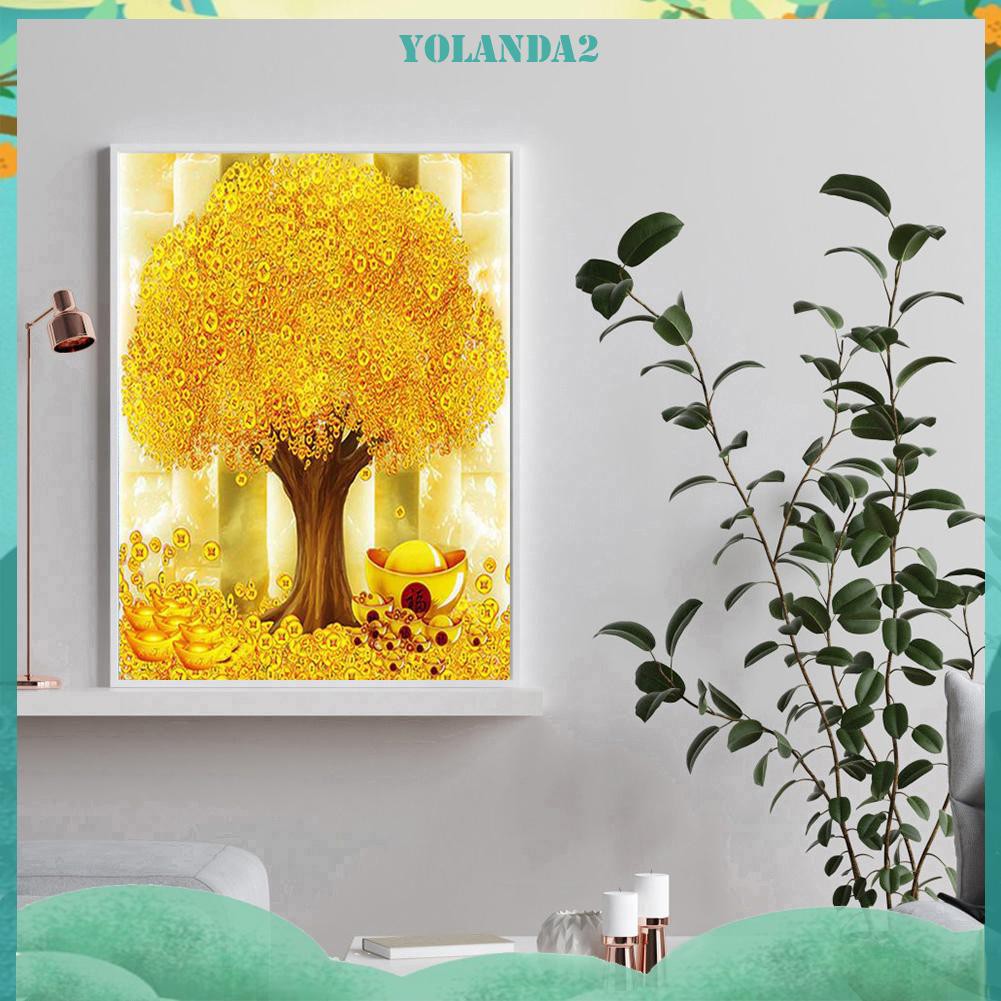 Bộ Tranh Đính Đá 5d Tự Làm Hình Cây Tiền Độc Đáo