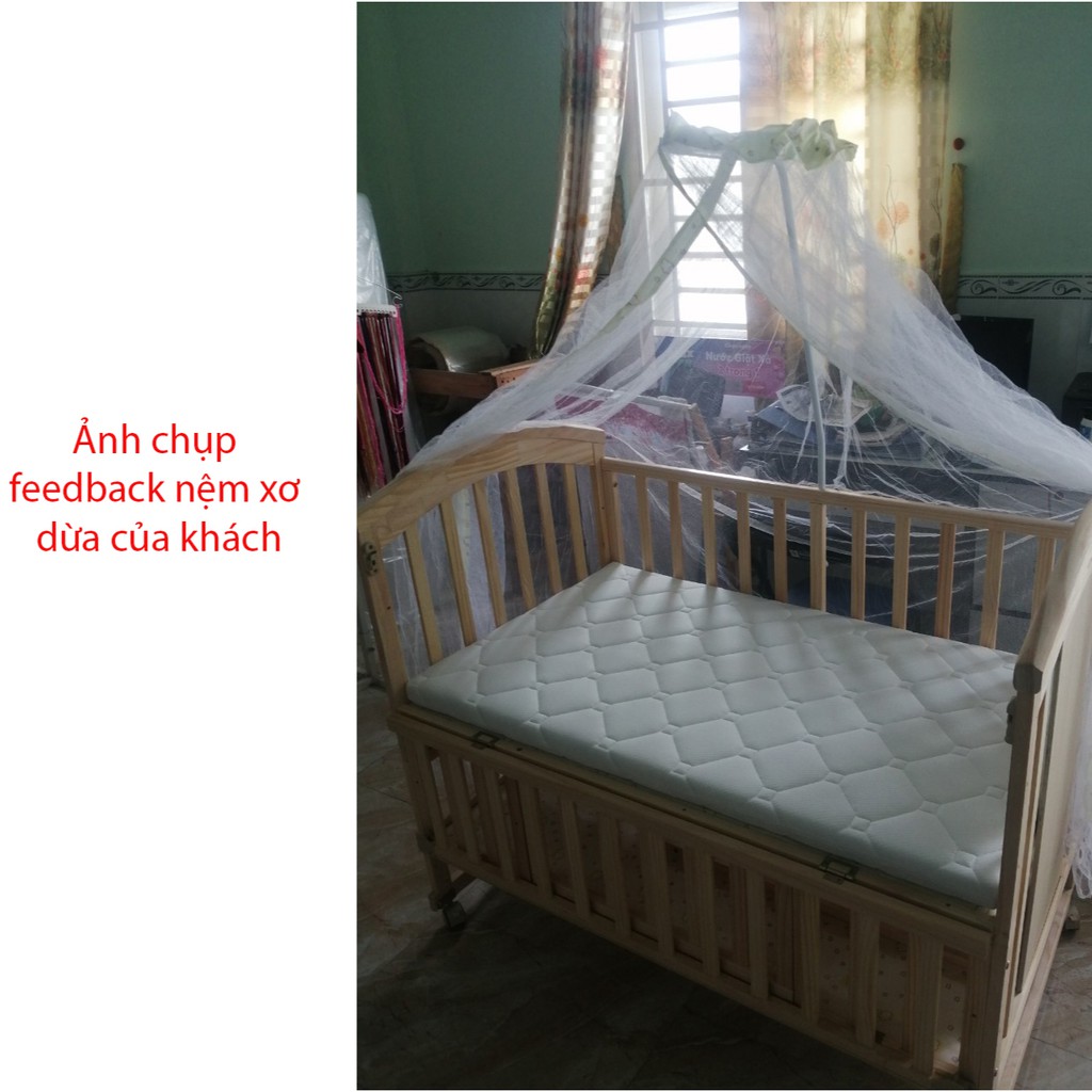 Nệm em bé nằm nôi cũi - 100% xơ dừa tự nhiên - Thoáng mát - Chống vẹo xương -  Bảo hành 6 tháng