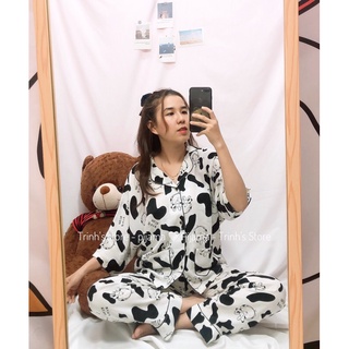 Đồ bộ pijama cánh dơi lụa mango form freesize mặc siêu mát ko bí ko nóng [ hình shop chụp ]