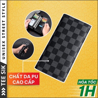Ví đựng tiền nam nữ TEE SIK ví nam dài caro đựng thẻ bóp đựng tiền ví tiền da PU sọc caro siêu mỏng hot trend | V03