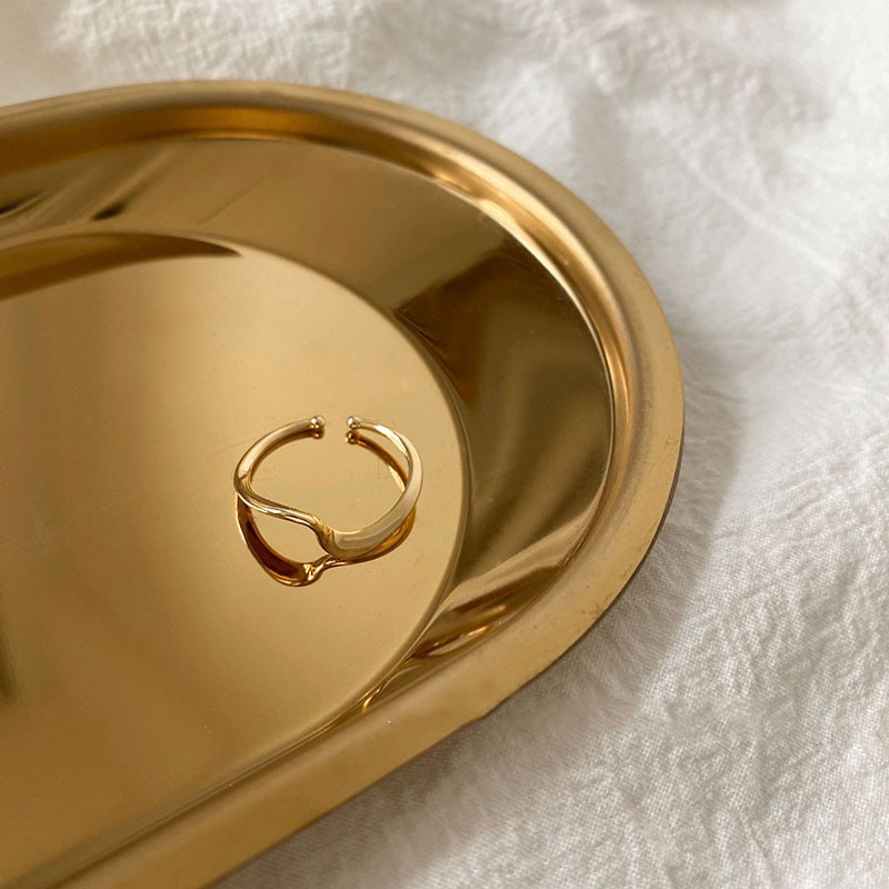 Nhẫn Kim Loại Kiểu Gợn Sóng Đơn Giản C45