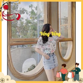 Anu336 - áo phông nữ trắng tim love lily