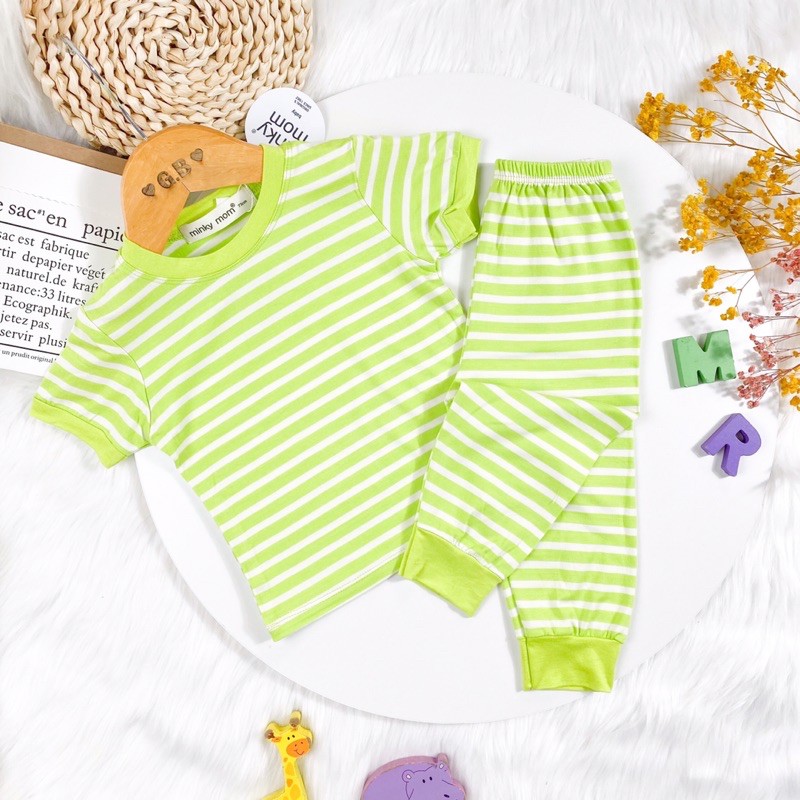 Bộ minky mom thun lạnh cho bé , set minky mom kẻ sọc tay ngắn quần dài bé trai bé gái