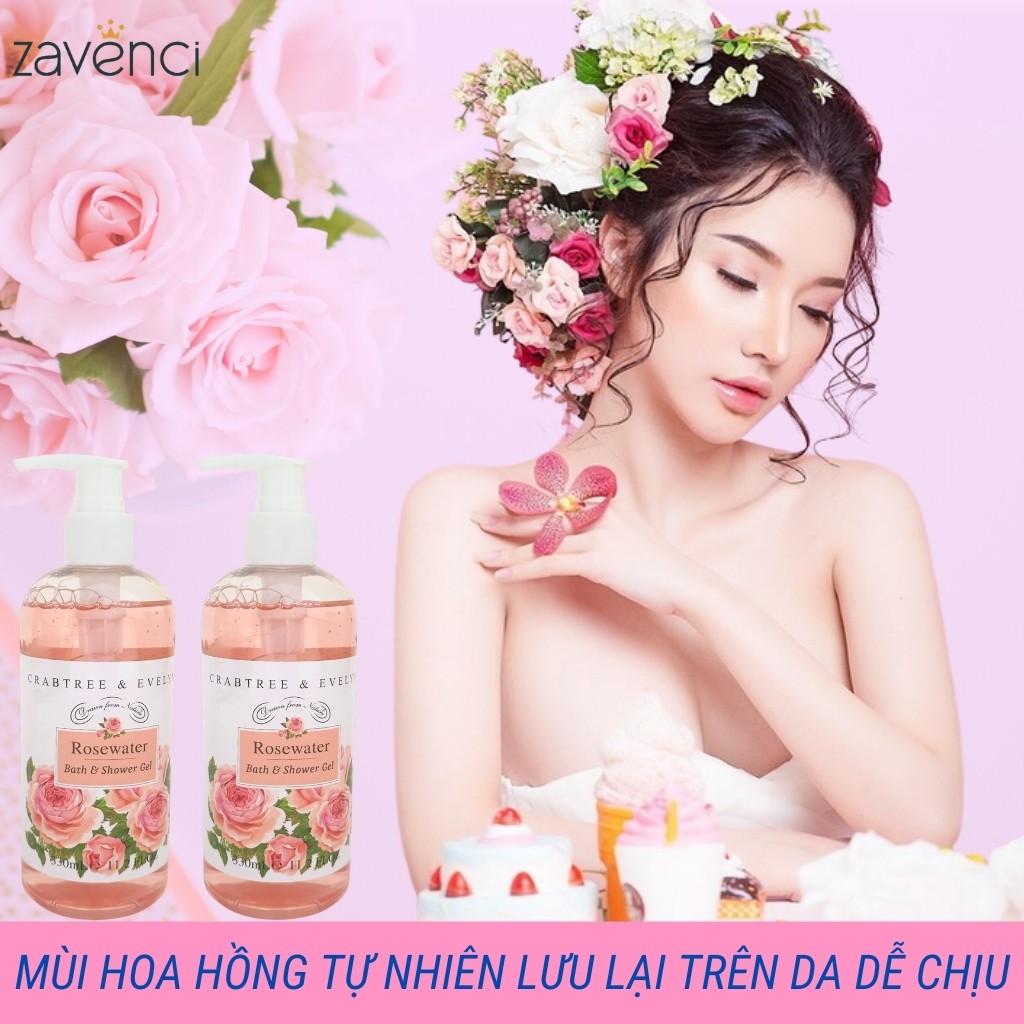 Sữa Tắm CRABTREE & EVELYN Dưỡng Da Trắng Sáng Mềm Mịn Hương Hoa Hồng Tự Nhiên (330ml) | BigBuy360 - bigbuy360.vn