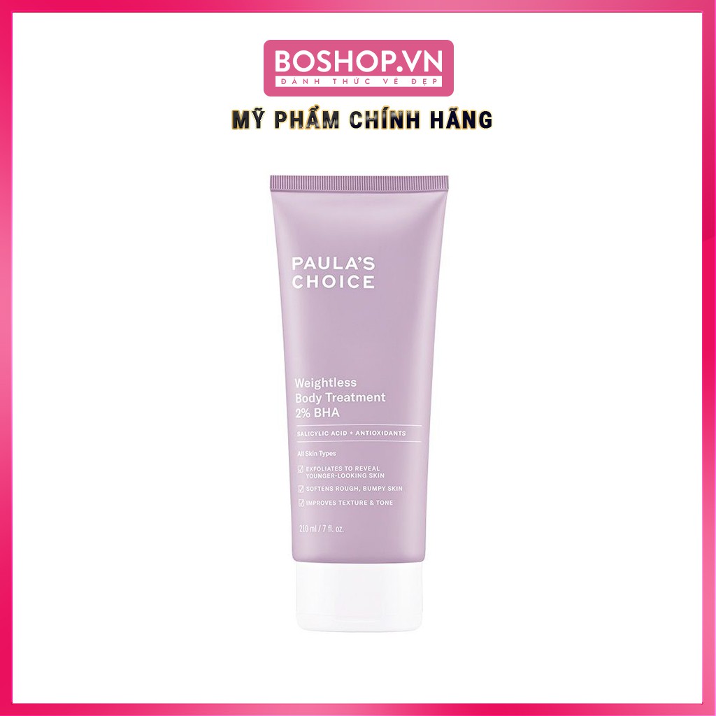 Kem Dưỡng Thể Ngừa Viêm Lỗ Chân Lông Paula’s Choice Resist Weightless Body Treatment With 2% BHA 210ml