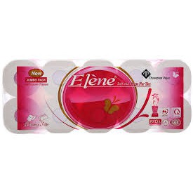 Giấy Vệ Sinh 3 Lớp Elène Hồng Có Lõi Bịch 10 Cuộn