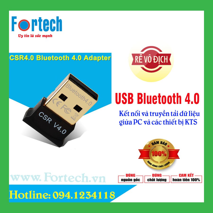 USB Bluetooth V4.0 - Kết nối PC và truyền tải dữ liệu không dây giữ PC, Laptop và các thiết bị KTS