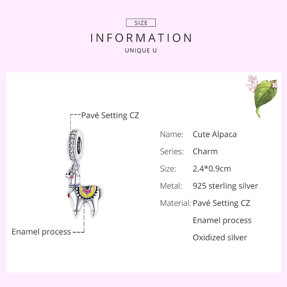 Hạt Charm Bamoer SCC1737 Hình Lạc Đà Alpaca Dễ Thương 3mm Bằng Bạc 925 Thật Dùng Để Làm Vòng Tay