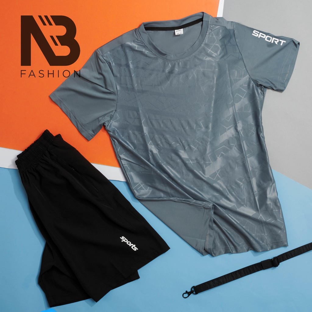 Bộ Thể Thao Nam Cộc Tay In Vân Cao Cấp, 💖FREESHIP💖, Bộ Hè Nam, Chất Thun Co Dãn 4 Chiều SPORT[NB Fashion] | BigBuy360 - bigbuy360.vn