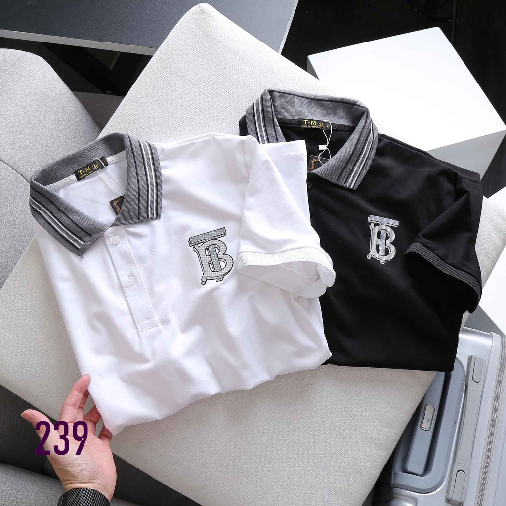 Áo Thun Nam Cổ Bẻ Polo Chữ Bt 239 Cổ Sọc Xám Chất Liệu Cao Cấp Thấm Hút Mồ Hôi Phong Cách Trẻ Trung - Hazo