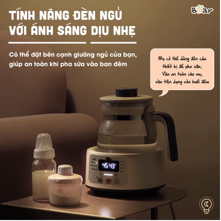 Máy đun, hâm nước pha sữa đa năng giữ nhiệt cao cấp, an toàn cho bé Bear TNQ-D12D1 - Bảo hành chính hãng