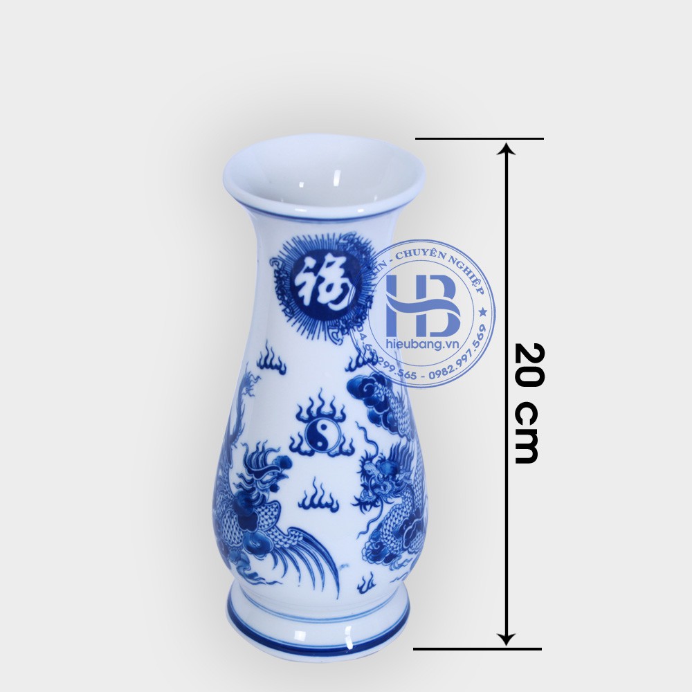 Lọ hoa bát tràng Xanh 18cm, 20cm, 22cm, 24cm, 26cm, 30cm