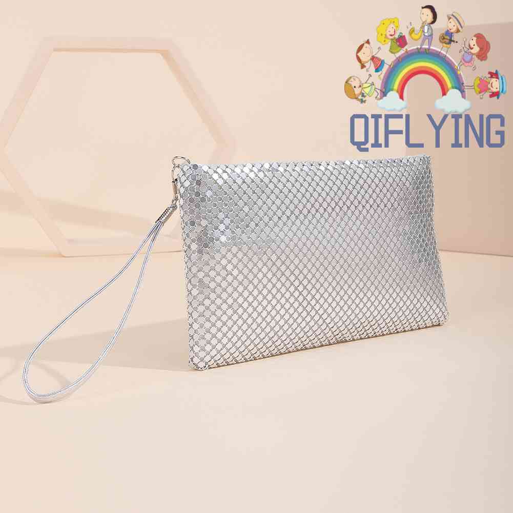Qifly Túi Cầm Tay Nhỏ Bằng Kim Loại Cho Nữ Dự Tiệc Tối