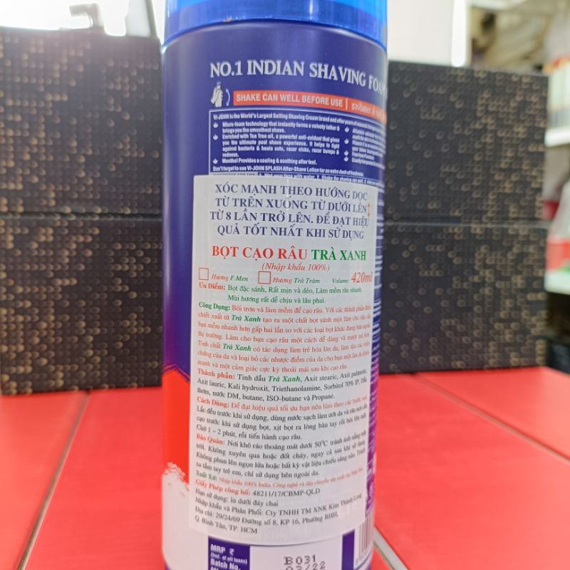Bọt cạo râu  Vi-John trà xanh 420ml