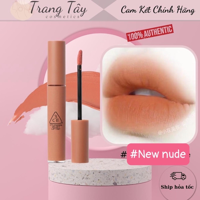 Son kem lì 3CE Velvet Lip Tint New Nude -Cam Nude siêu tây