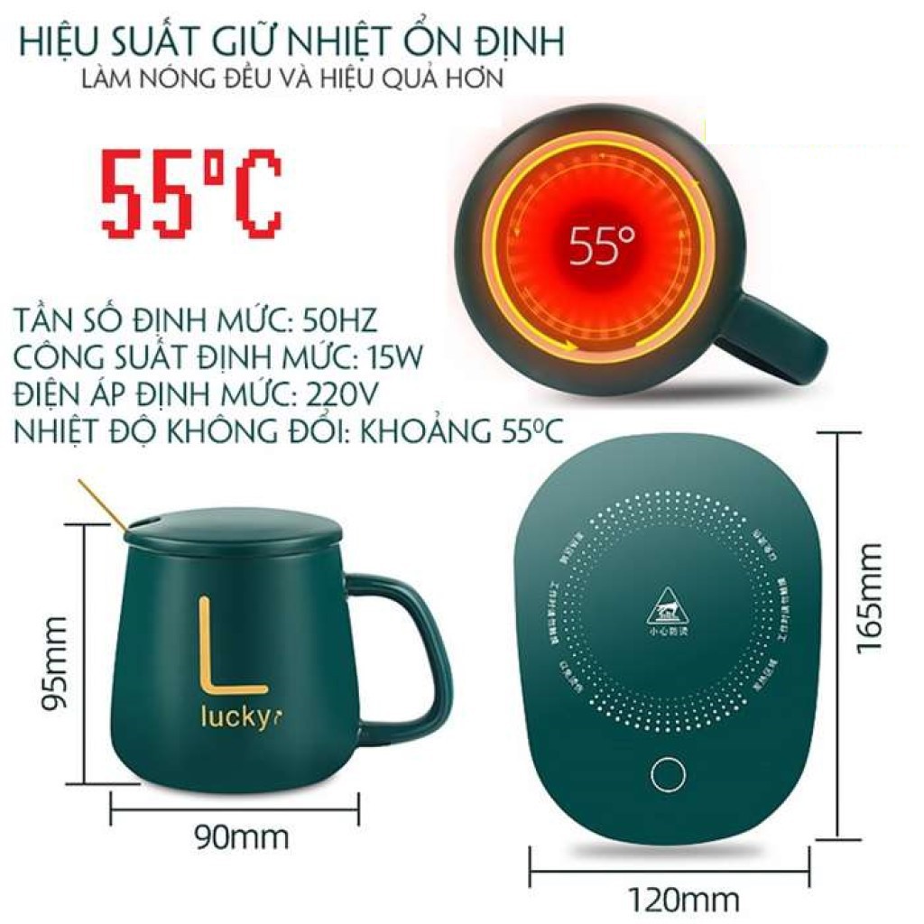 Cốc Hâm Nóng Cao Cấp Bằng Sứ, Ly Hâm Nóng Cafe, Sữa, Trà - Tặng Kèm Thìa Mạ Vàng tiện lợi