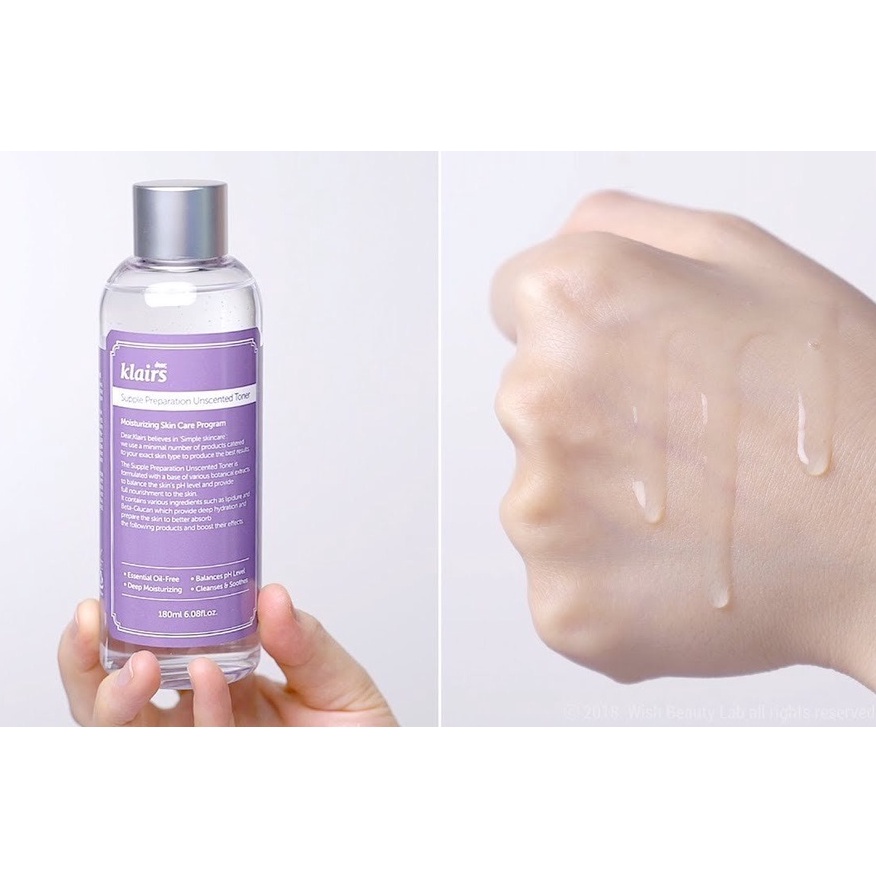 Nước Hoa Hồng Không Mùi Cho Da Nhạy Cảm Toner Dear Klairs Supple Preparation Unscented 180ml