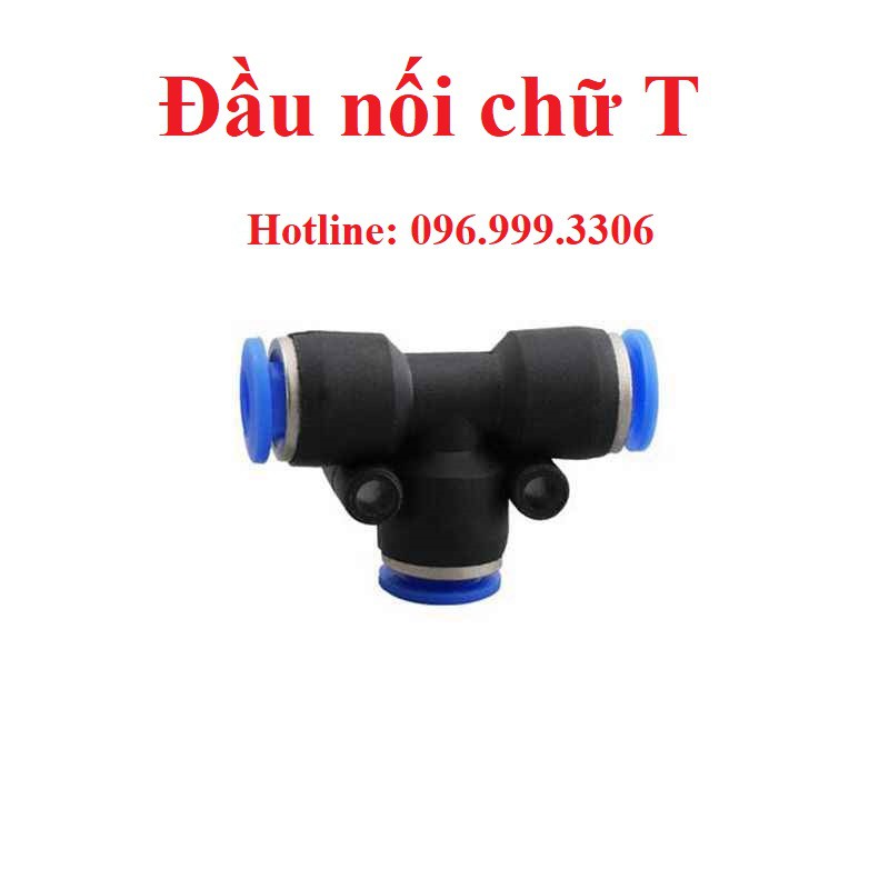 Đầu nối PE chia ba chữ T khí nén, phun sương PE 4, PE 6, PE 8, PE 10, PE 12, PE 14, PE 16 chịu được áp suất cao giá sỉ