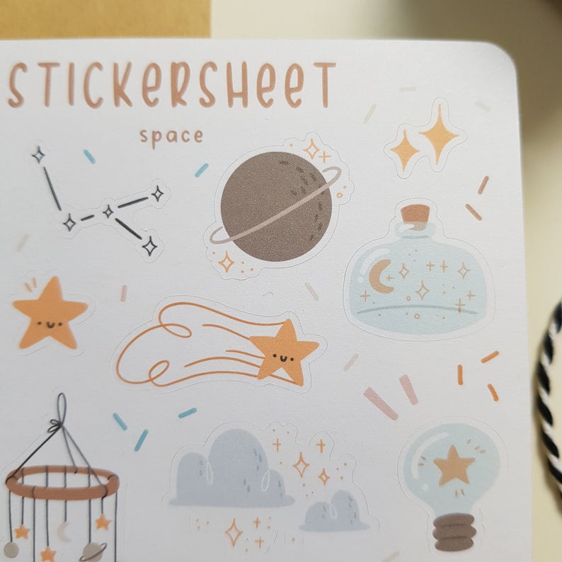 Sticker Sheet - Space - Chuyên dán sổ | Bullet Journal Stickers, Galaxy Stickers, Space Stickers, Moon Sticker,Journal