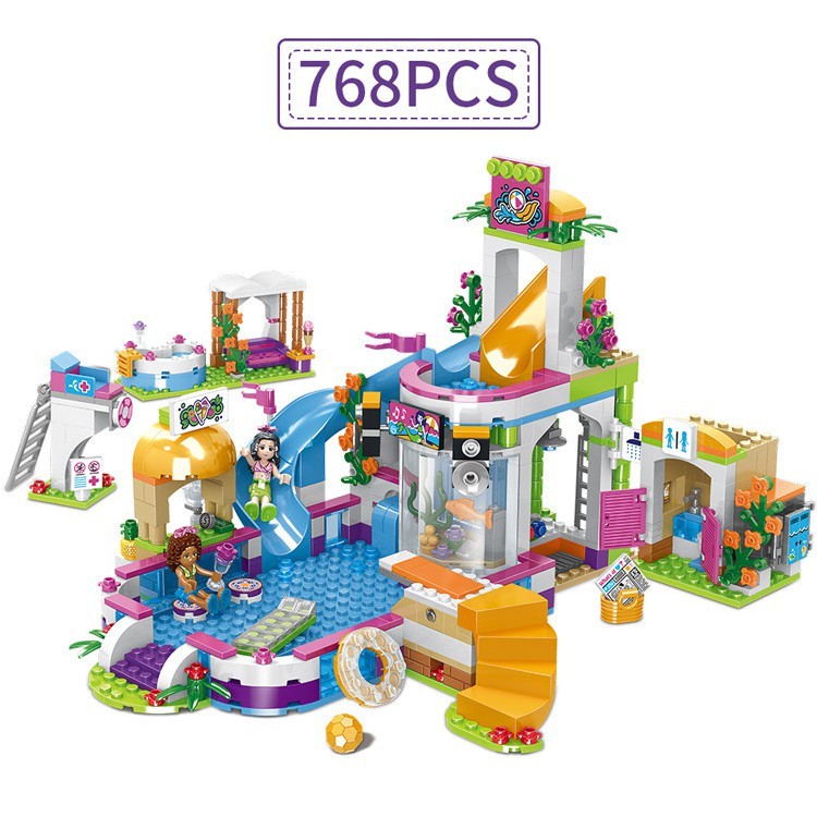 (768 mảnh) Đồ chơi xếp hình lắp ráp Đồ chơi lego bé gái lego friends khu vui chơi mùa hè CHO BÉ PHÁT TRIỂN TƯ DUY