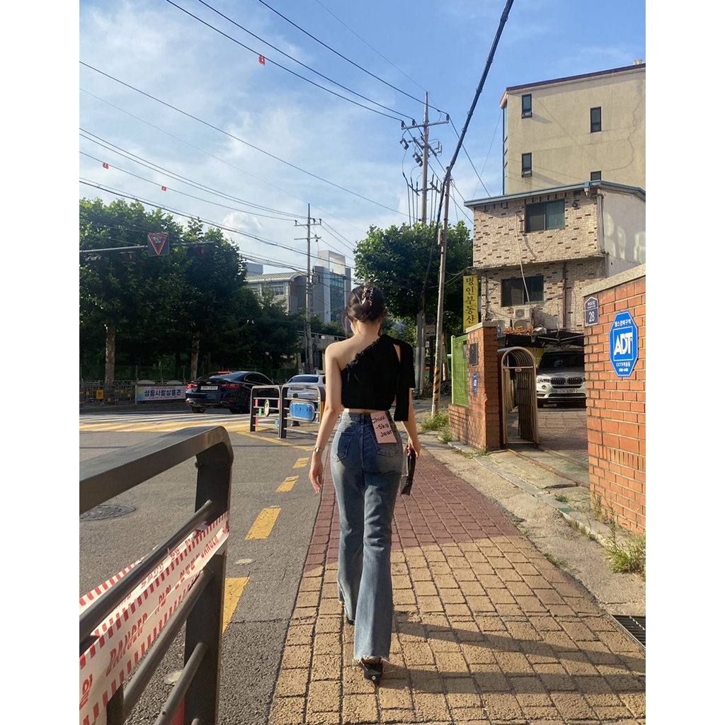 Áo croptop XIAOZHAINV trễ vai duyên dáng thời trang mùa hè phong cách Hàn Quốc dành cho nữ