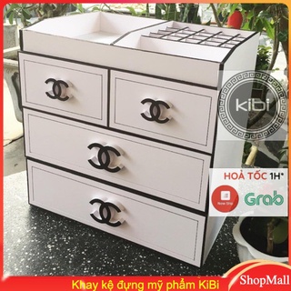 Tủ hộp đựng mỹ phẩm 4 tầng trắng mini tiện dụng
