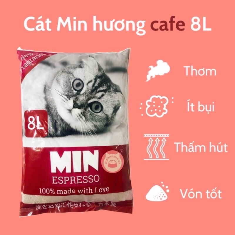 Cát vệ sinh cho mèo MIN 8L xuất sứ nhật bản.
