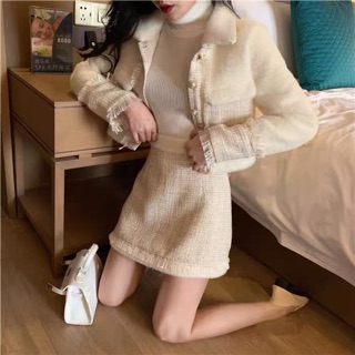[ORDER] Set dạ Tweet phối lông (ảnh thật ở cuối)