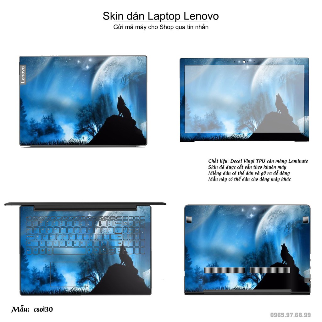 Skin dán Laptop Lenovo in hình sói tuyết