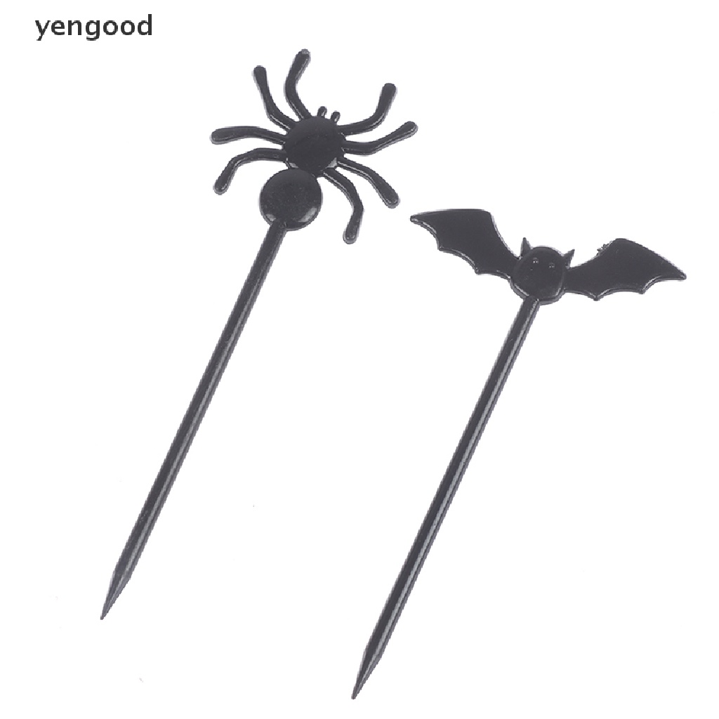 Set 10 Nĩa Ăn Tráng Miệng Họa Tiết Hoạt Hình Phong Cách Halloween Cho Bé