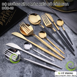 BỘ MUỖNG NĨA 4 MÓN PHONG CÁCH CHÂU ÂU TRANG TRÍ BẾP CHỤP HÌNH ĐẠO CỤ CHỤP ẢNH SẢN PHẨM DCB-19