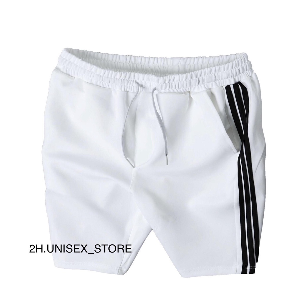 QUẦN SHORT 3 SỌC UNISEX CHẤT POLY CO GIẢN THOẢI MÁI