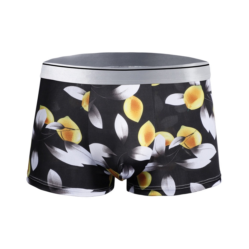 191030 Quần Lót boxer Vải Lụa Lạnh In Họa Tiết Thời Trang Thoáng Khí Cho Nam