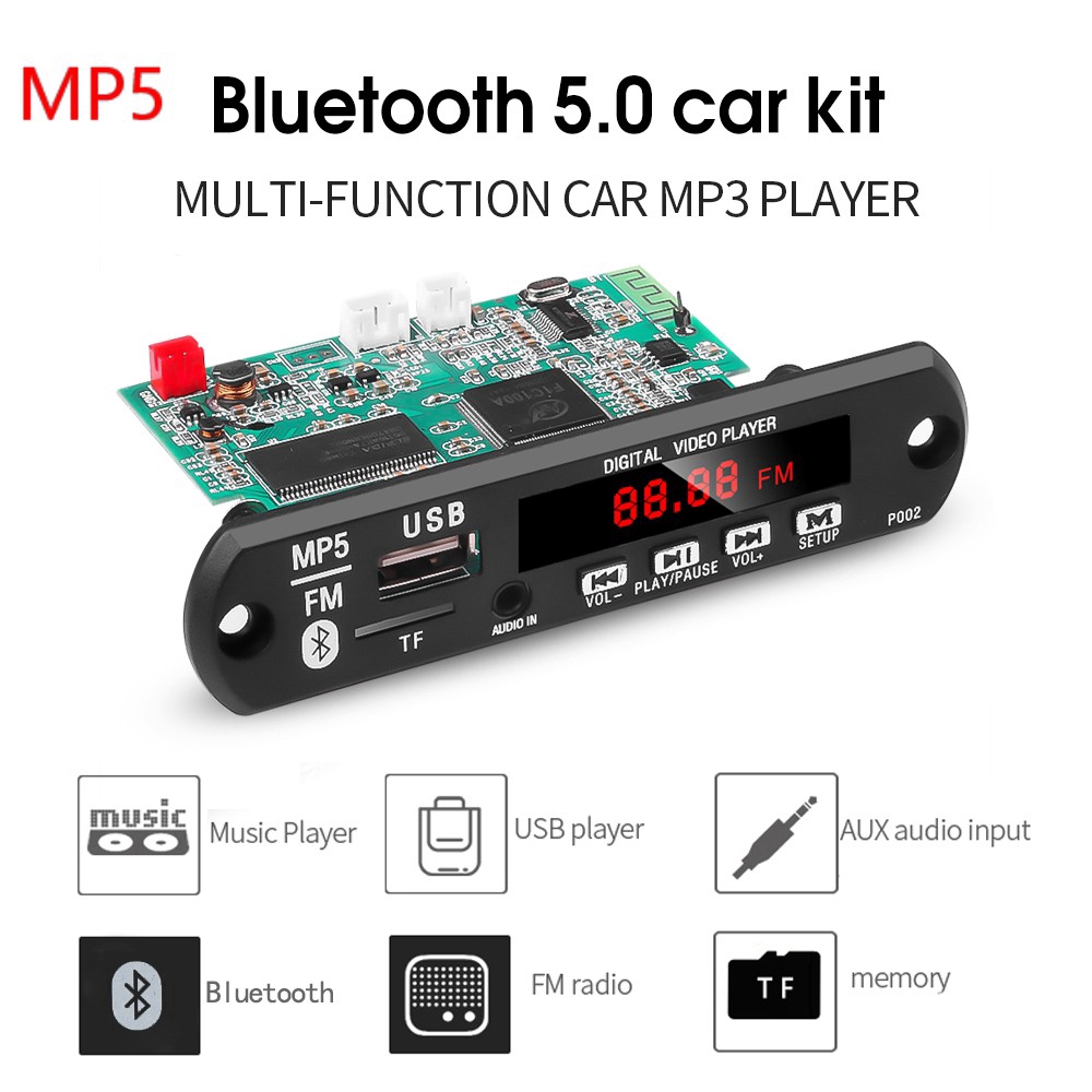 Bảng mạch giải mã MP5 5V sang 12V Bluetooth 5.0 Mp3 FM SD có điều khiển