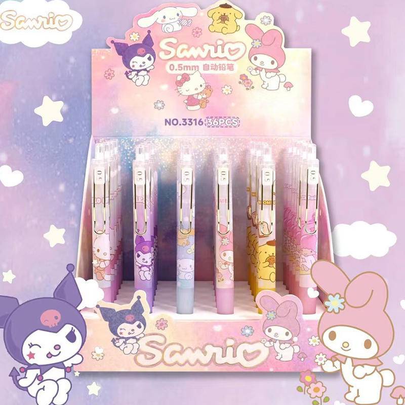 Bộ 6 Bút Chì Bấm Tự Động Sanrio mymelody Kuromi Cinnamoroll LittleTwinStars Purin Hoạt Hình Sáng Tạo Có Cục Tẩy Cho Học Sinh