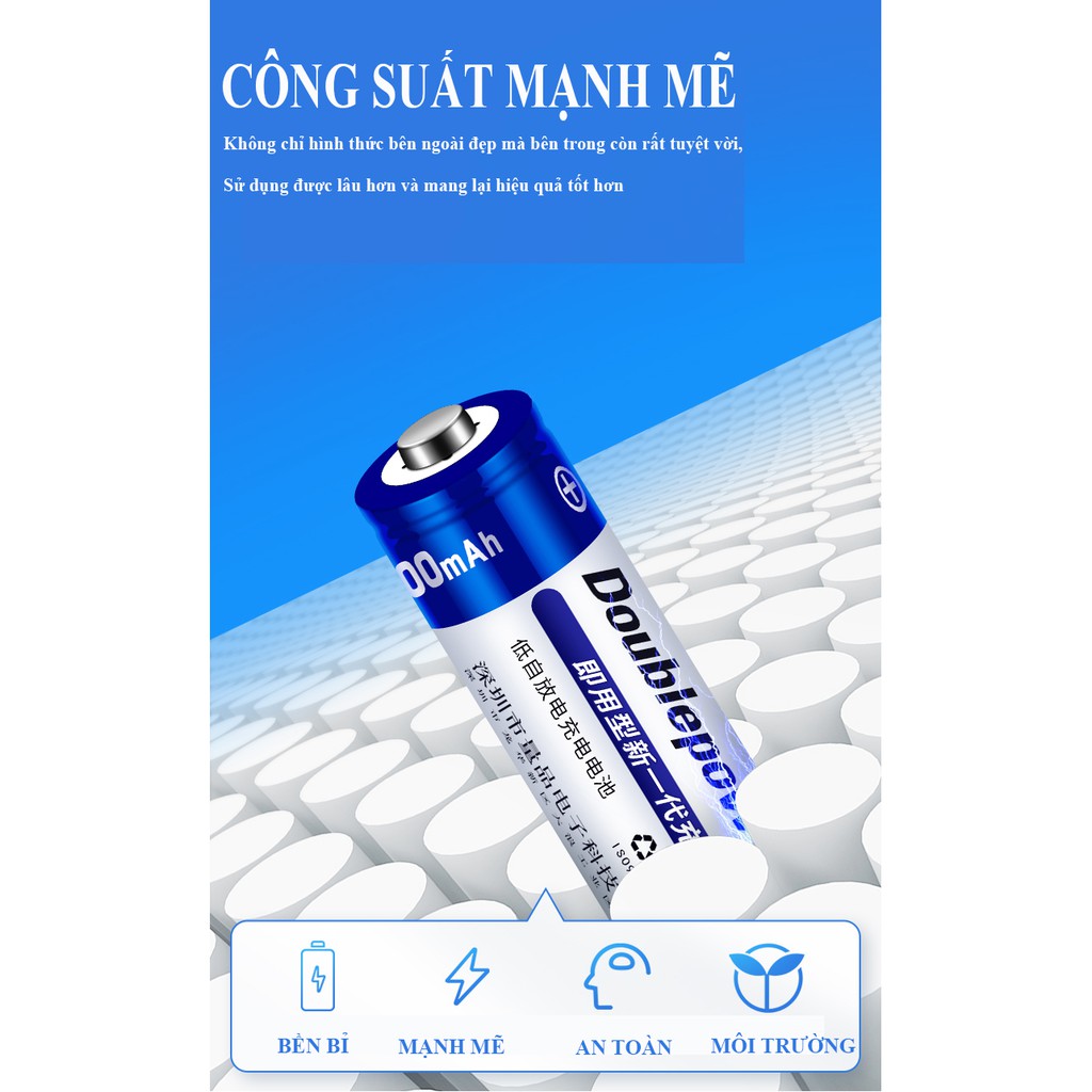 [Hàng chuẩn] Pin AA sạc lại Doublpow dung lượng 1200mAh - Mua lẻ hoặc cả hộp