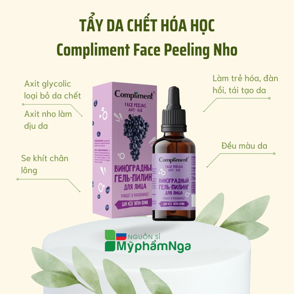 Tẩy da chết hóa học Peel da Compliment Face Peeling 27ml sáng da, se khít chân lông