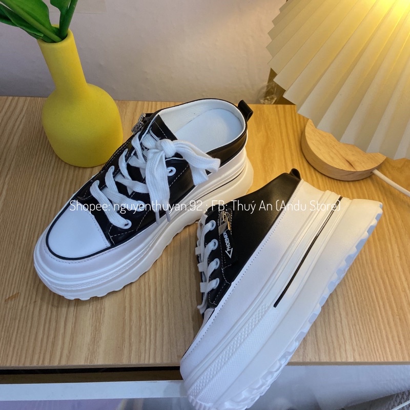 Giày sục thể thao độn đế 9cm⚡️Andu Store⚡️ Giày đế bánh mì nữ tăng chiều cao