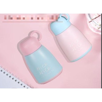 Bình nước pastel có chữ 300ml BNP9 giữ nhiệt thuỷ tinh bọc nhựa bình đựng sữa chai đựng súp