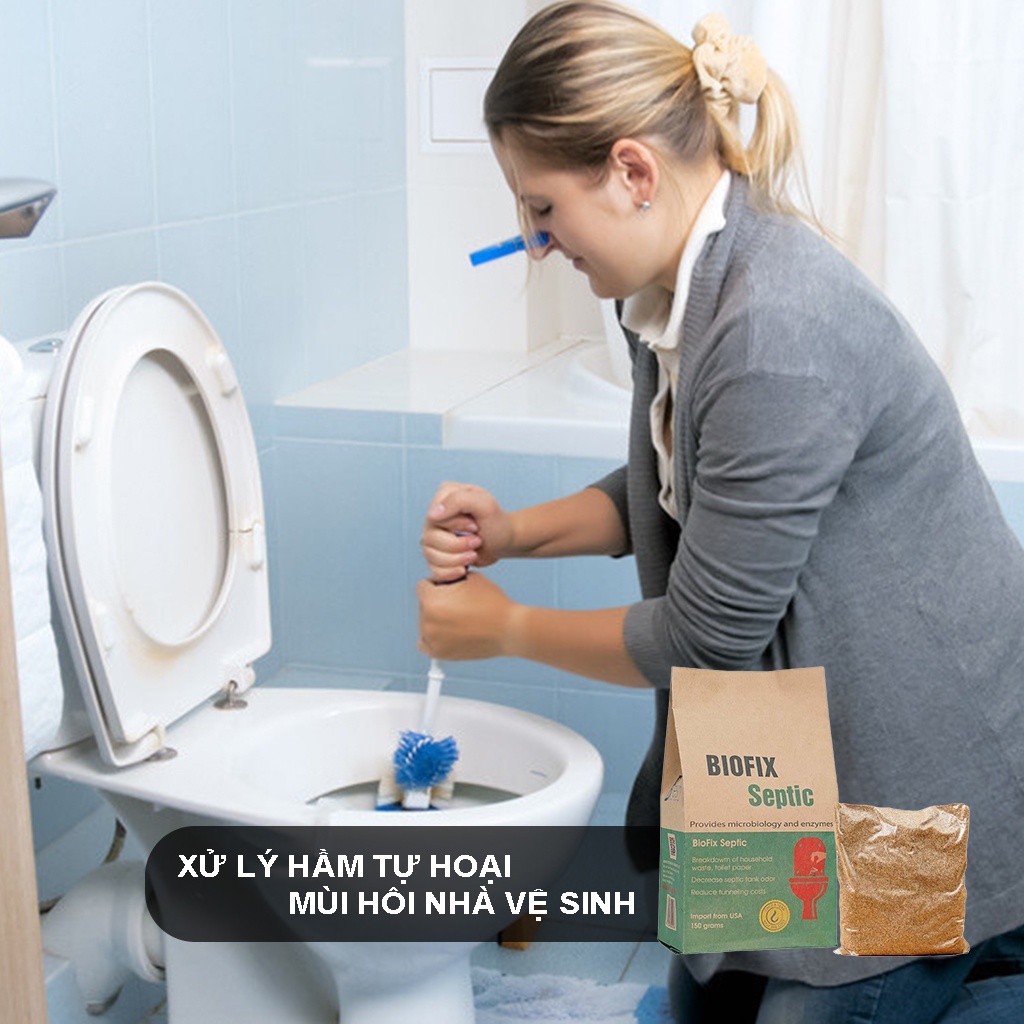 Combo 3 bịch vi sinh xử lý hầm cầu, hầm tự hoại, mùi hôi - Biofix Septic bịch 150 gram