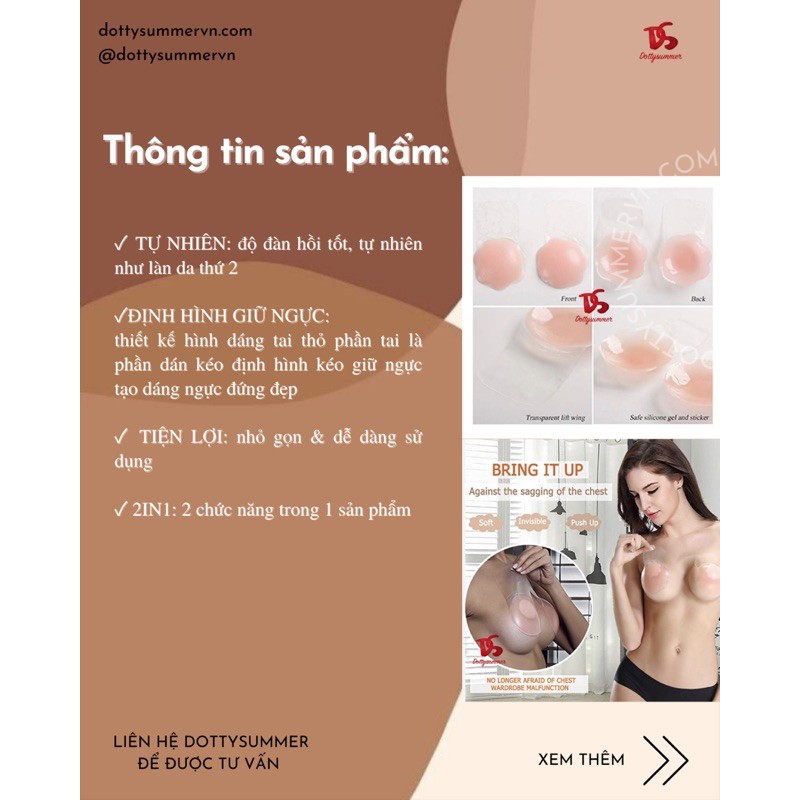 Miếng Dán Che Nhũ & Định Hình Kéo Nâng Ngực Đứng Đẹp Tự Nhiên Tái Sử Dụng