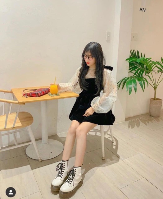 Đầm baby doll ❤️FREESHIP❤️ Đầm xoè tay bi tiểu thư