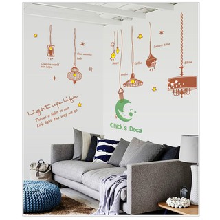 Decal dán tường dây đèn thả