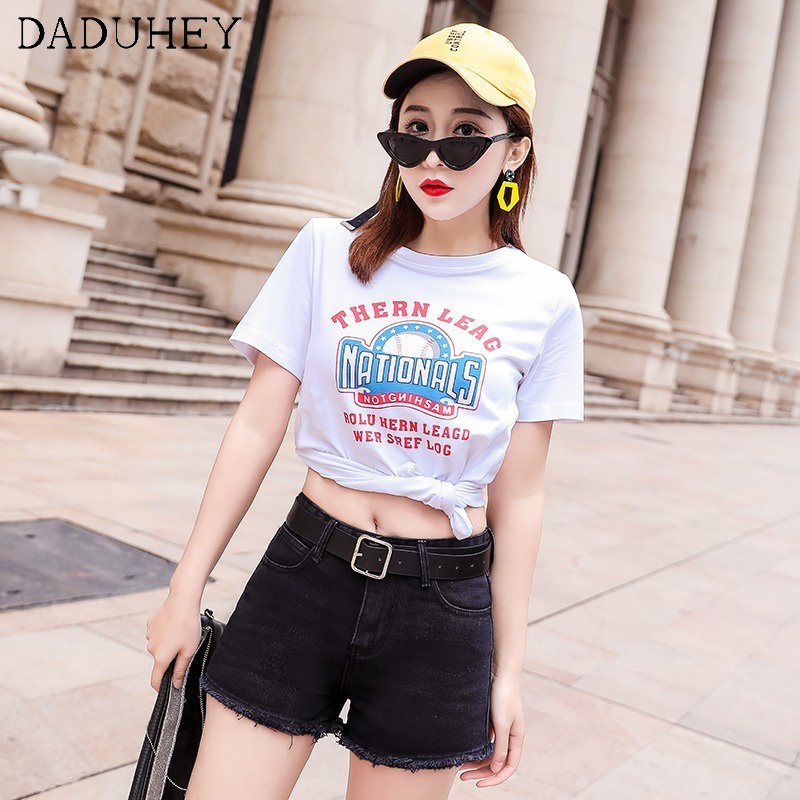 Quần short denim mỏng cạp cao ống rộng nóng bỏng mùa hè 2022