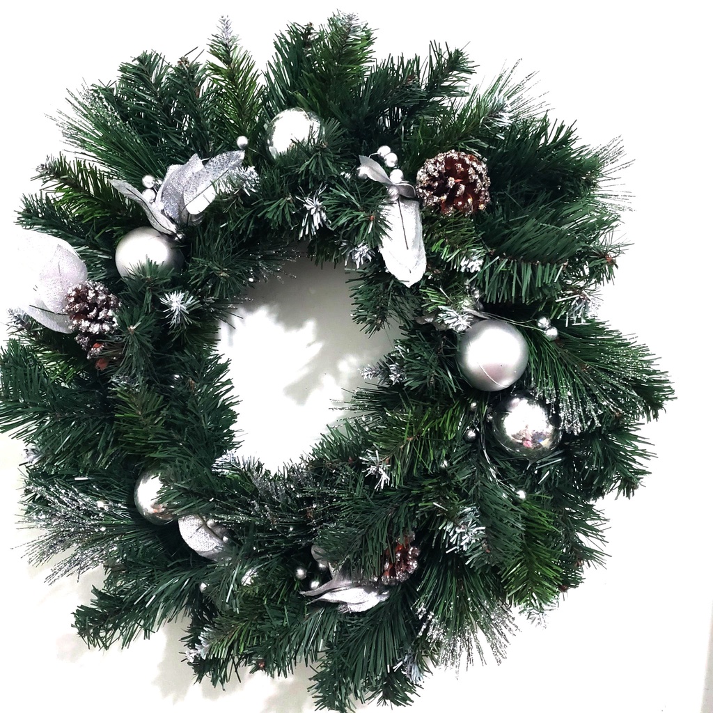 Vòng nguyệt quế giáng sinh treo cửa trang trí noel 3 Loại Lá Kim Tuyến hàng Việt Nam chất lượng cao