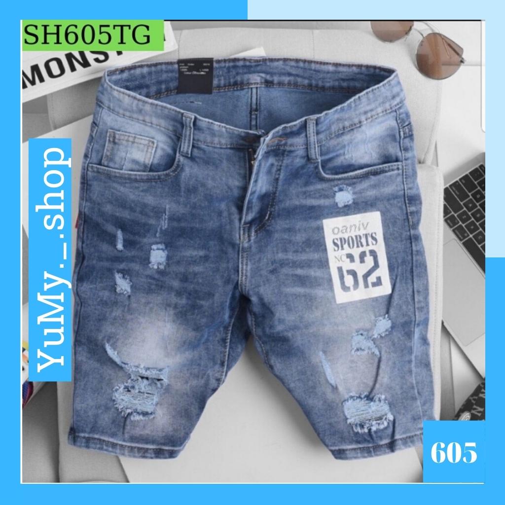 Quần Short Nam VNXK SH605TG Xanh rách họa tiết đùi phong cách (44-70KG)
