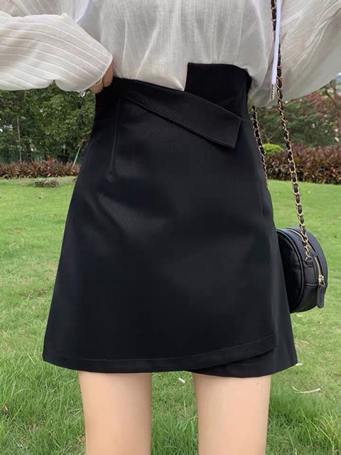 Váy da ulzzang dáng chữ A kèm quần lót trong[Sẵn S đen] | BigBuy360 - bigbuy360.vn