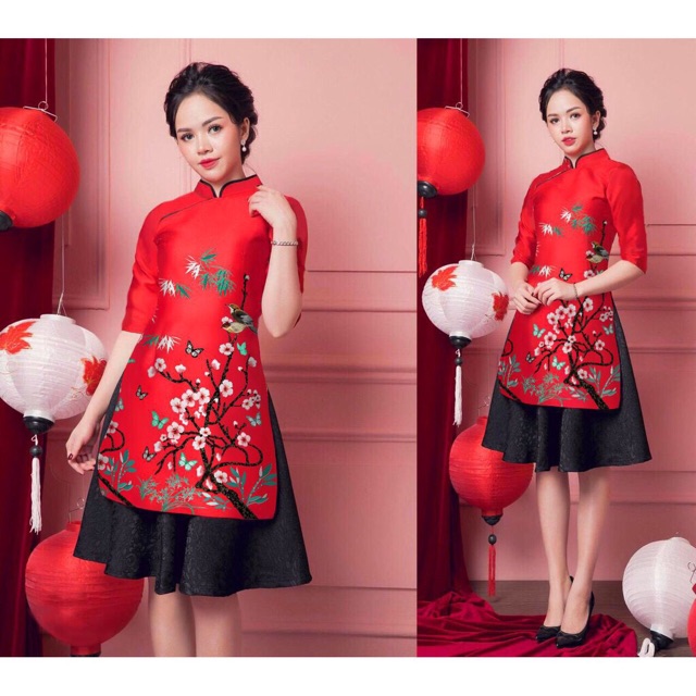 Áo dài cách tân kèm chân váy phi đẹp