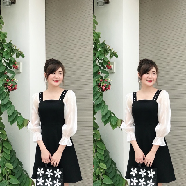 Váy đen phối tay trắng 👗👗👗